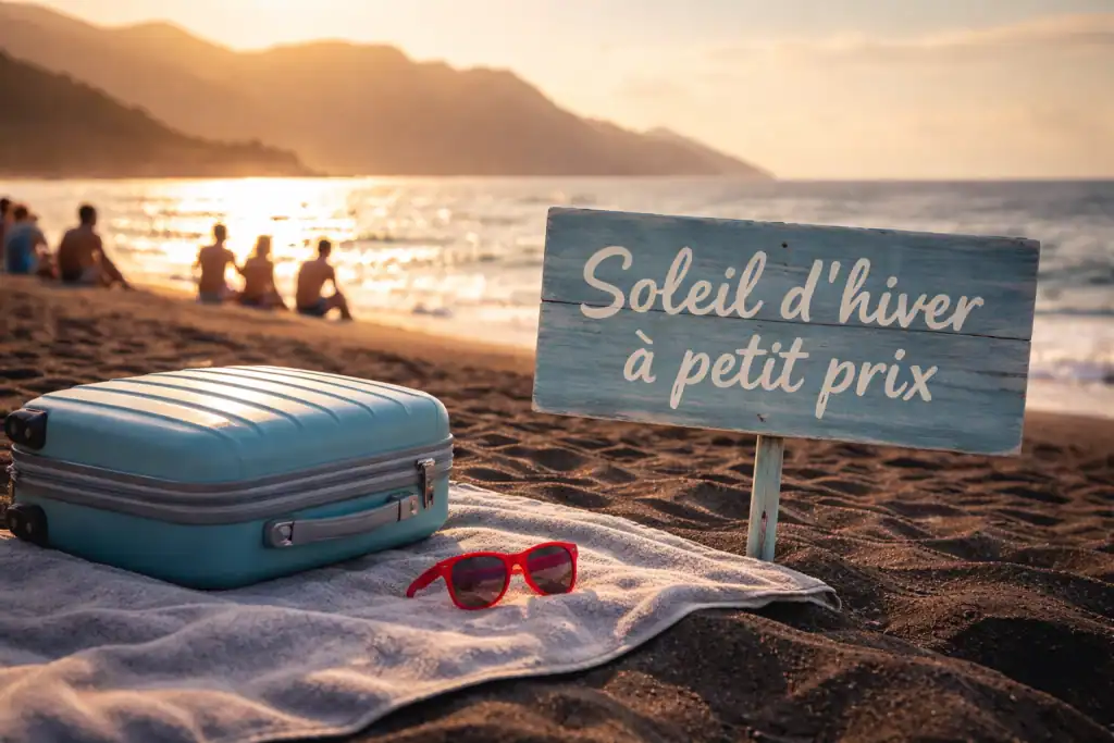 destination soleil pas cher en hiver valise plage noire Canaries