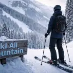 Ski all mountain skieur sur piste enneigée