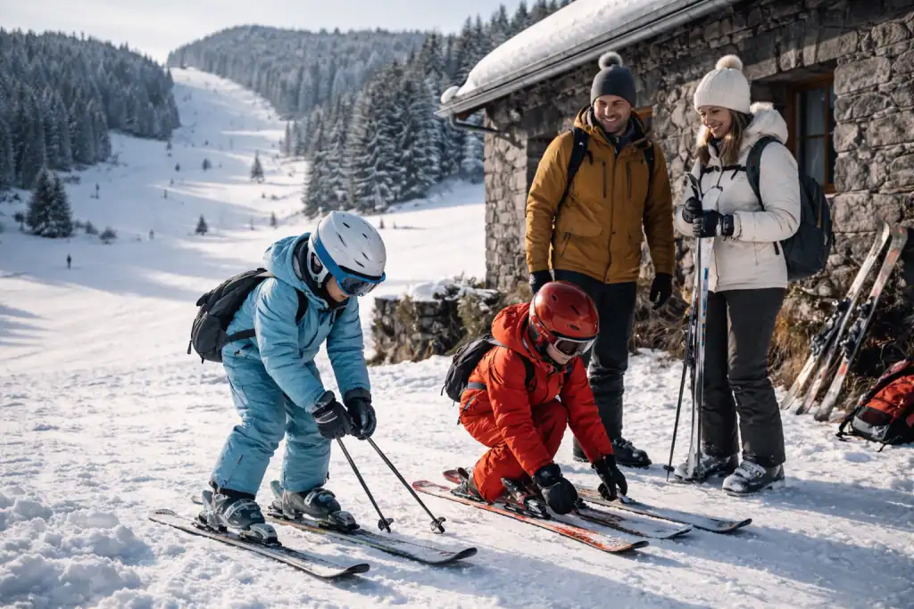 Ski Massif Central station familiale enfants s’équipent
