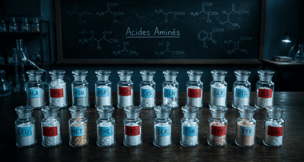 20 acides amines tableau flacons et codes