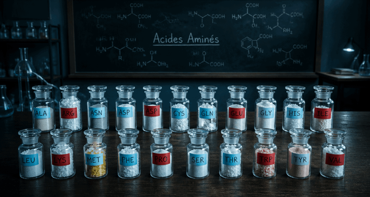 20 acides amines tableau flacons et codes