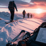aventure ski groupe skieurs crête neige