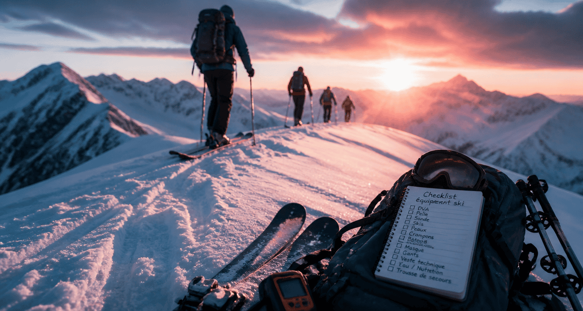 aventure ski groupe skieurs crête neige