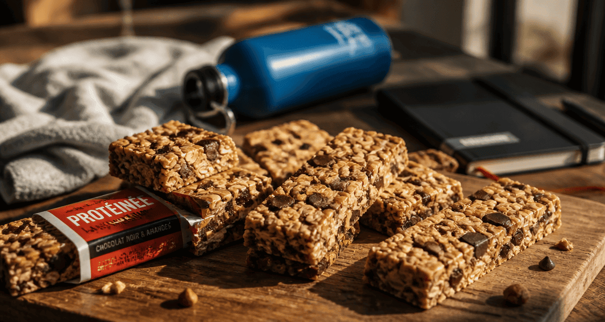 barres de cereales proteinees maison avec fruits secs et chocolat