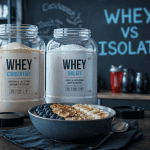 difference whey et isolate pots ouverts sur table