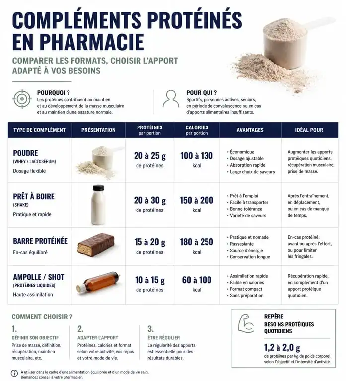 Comparatif des compléments protéinés en pharmacie pour la prise de poids