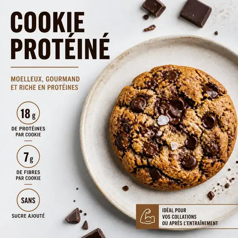 Cookie protéiné maison riche en protéines et pépites de chocolat noir