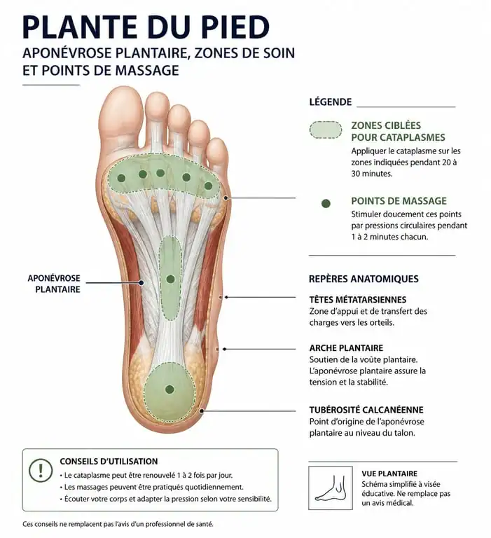 Schéma anatomique de la voûte plantaire pour le traitement de la tendinite sous le pied