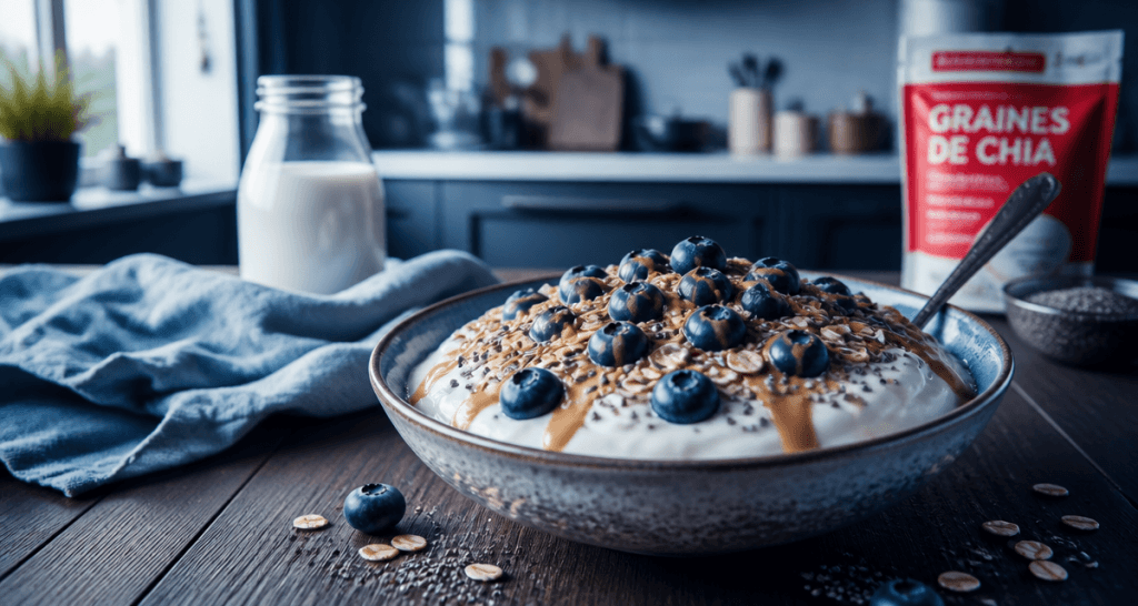 fromage blanc protéiné avec toppings