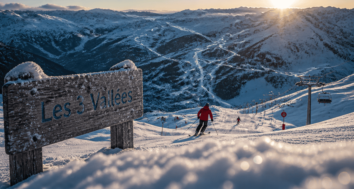 Vue sur Les 3 Vallées plus grande station de ski du monde