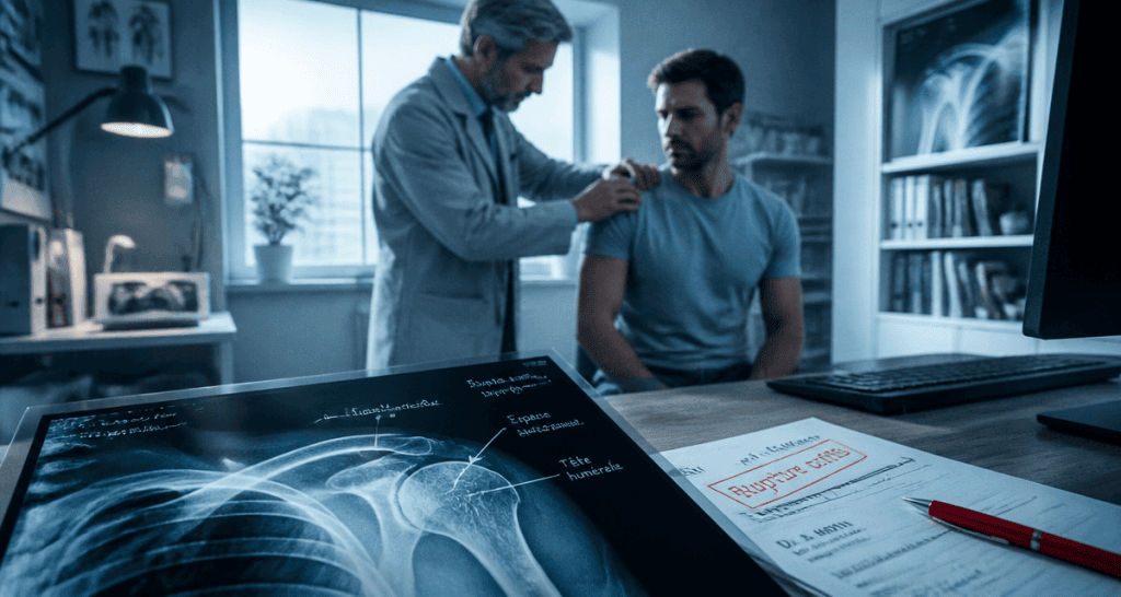 peut on travailler avec une rupture de la coiffe, radio et consultation