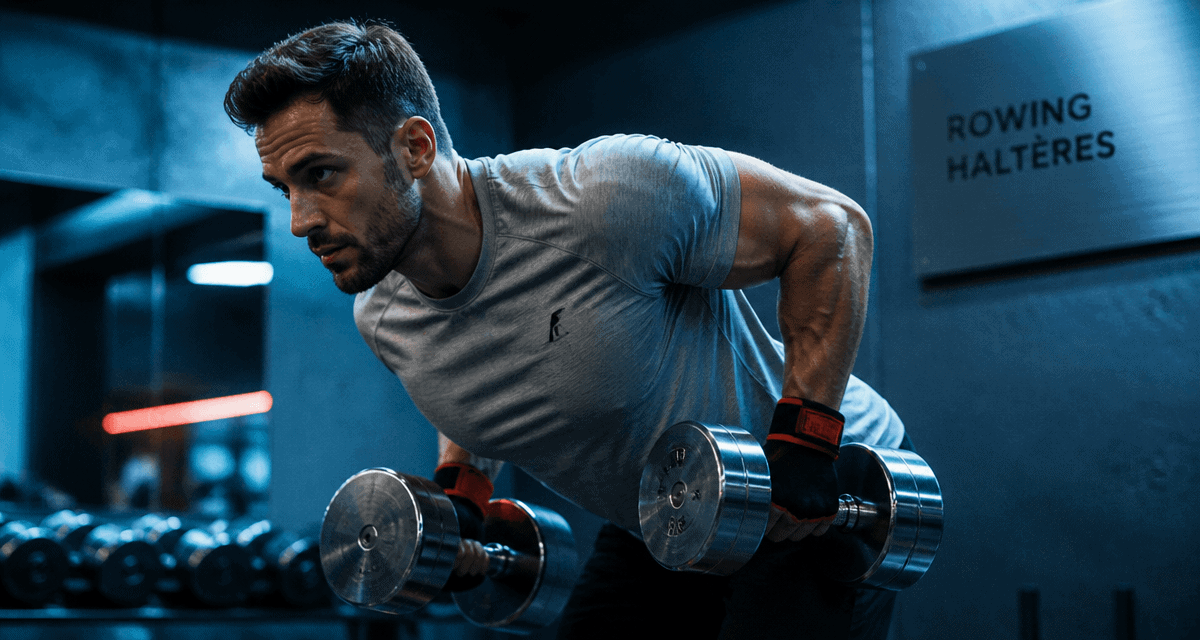 Rowing buste penche haltere homme musclé
