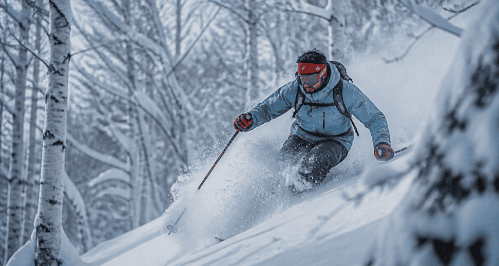 skier au japon poudreuse forêt