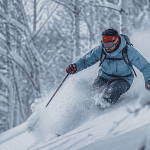 skier au japon poudreuse forêt