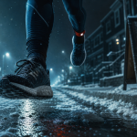 10 bienfaits de la course a pied : baskets en foulée sur route humide