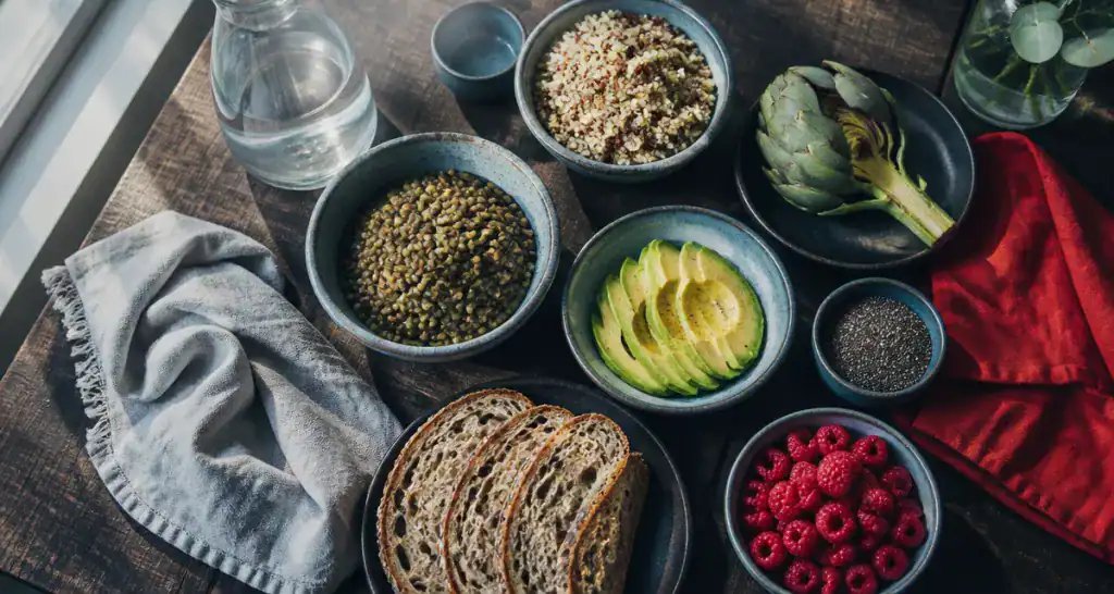 aliments contenant des fibres en bols sur table