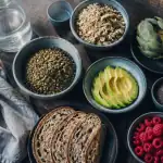 aliments contenant des fibres en bols sur table