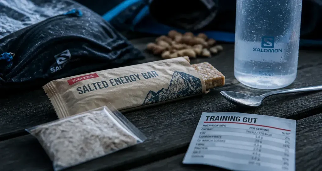 Barres energetiques pour sportifs sur table de camping, nutrition trail