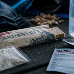 Barres energetiques pour sportifs sur table de camping, nutrition trail