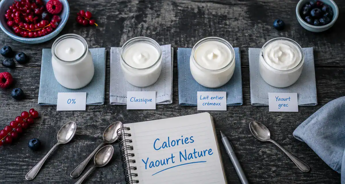 calorie dans un yaourt nature pots alignés