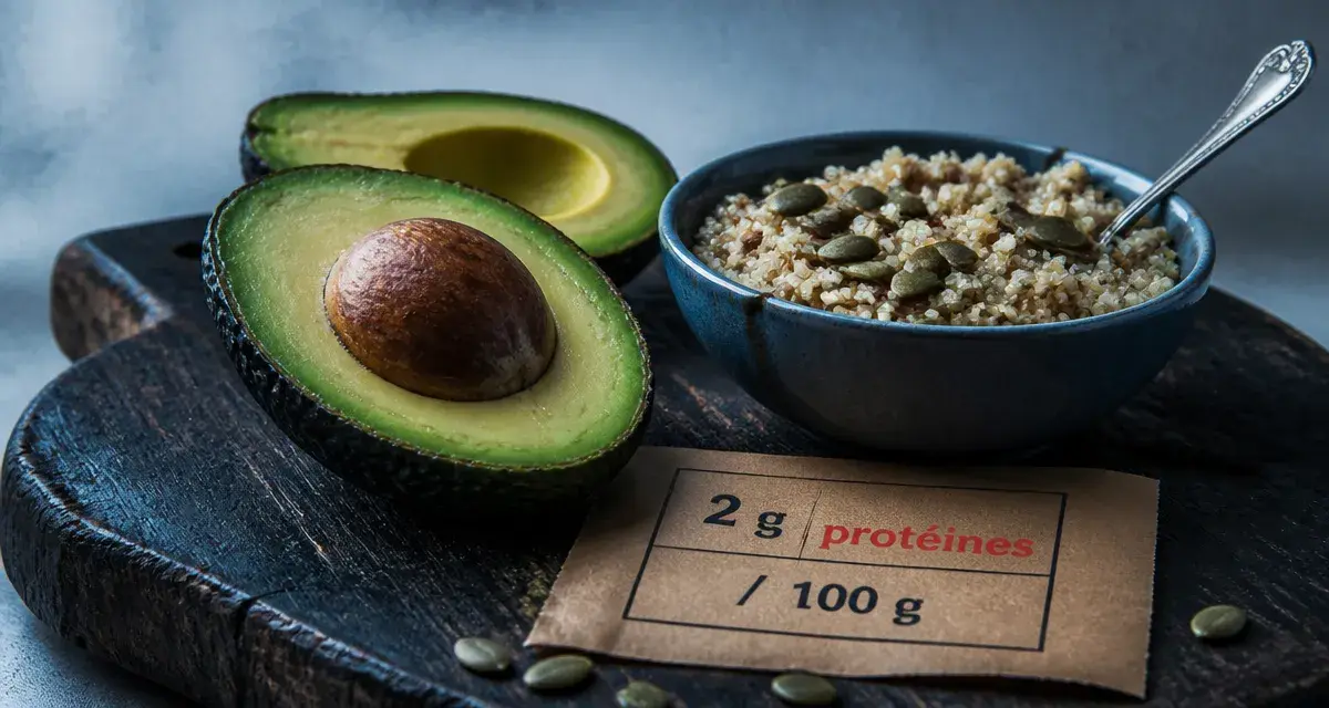 Combien de proteine dans un avocat : 2 g protéines pour 100 g, avocat et quinoa