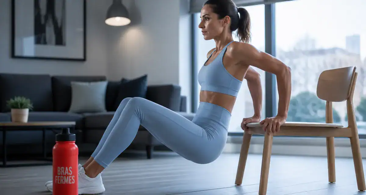 combien de temps pour se muscler les bras femme dips chaise