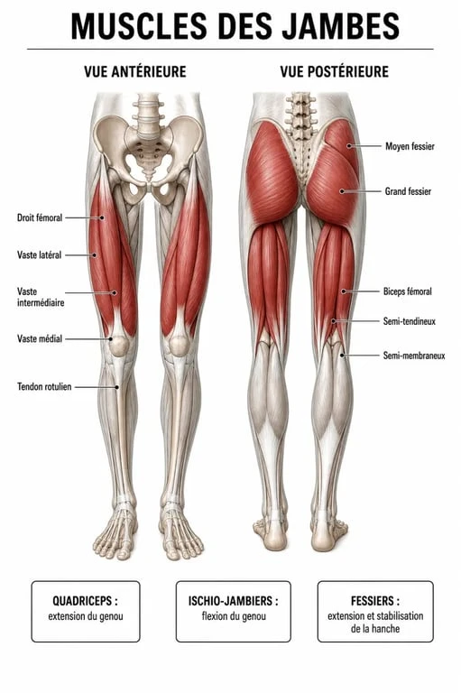 Schéma anatomique des muscles des jambes pour des cuisses musclées et toniques