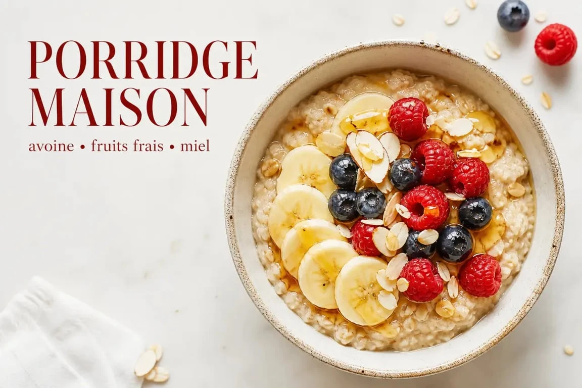 Recette flocon d'avoine petit déjeuner sain et gourmand dans un bol