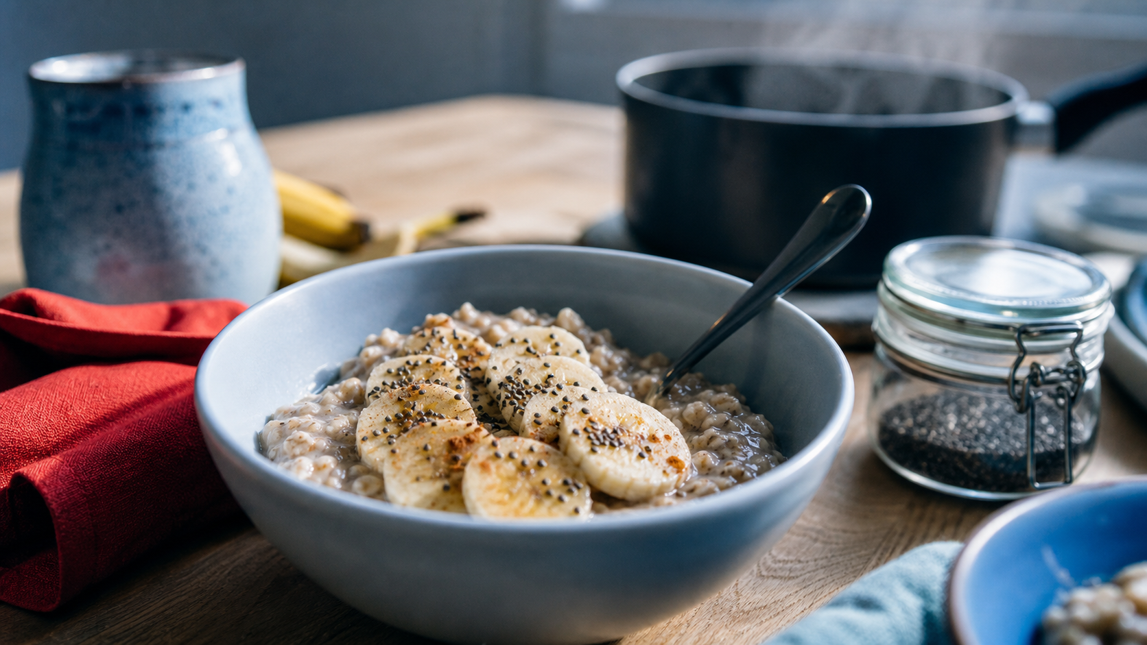 Recette flocon d'avoine petit déjeuner : bols de flocons d'avoine à la cannelle et banane