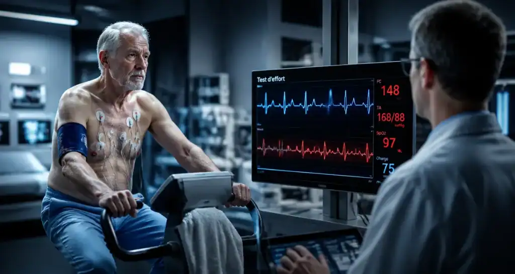 test d effort a 60 ans sur velo homme senior