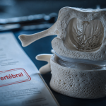 Maquette du corps vertebral et disque entre deux vertèbres, vue frontale