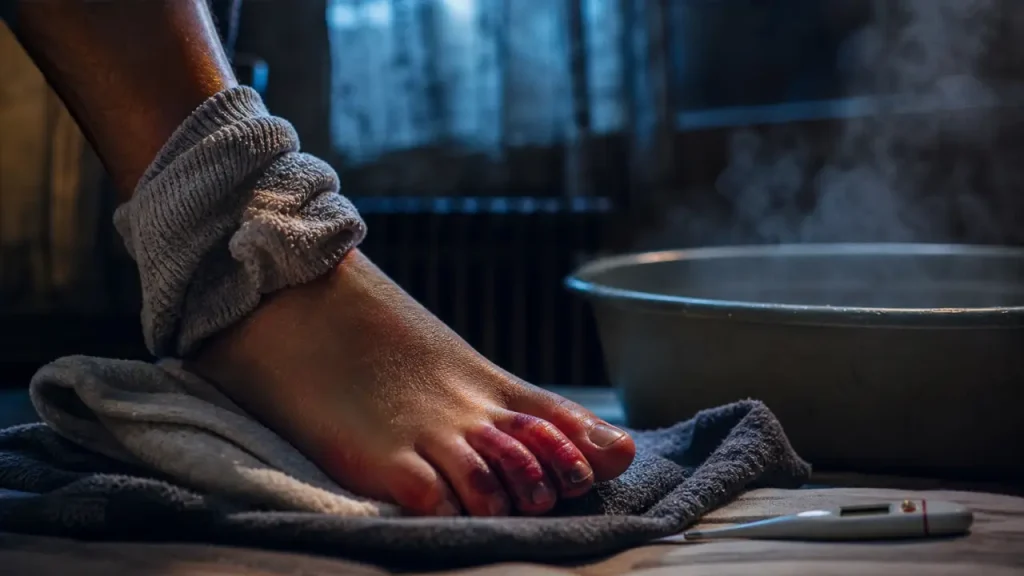 Engelure au pied : réchauffer sans aggraver, soulager vite et repérer quand consulter