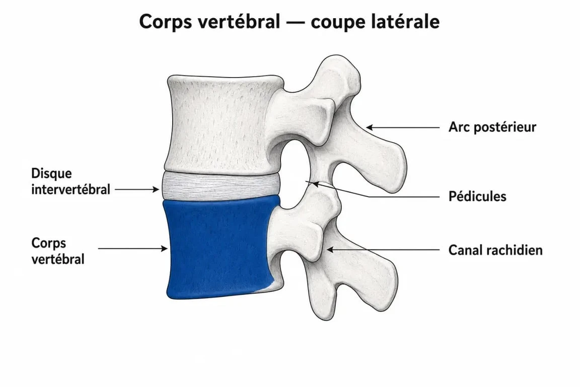 Schéma du corps vertébral et de la colonne vertébrale