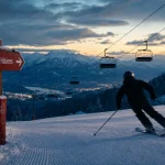 Hirmentaz ski : piste enneigée et télésiège vers Les Habères