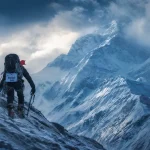 Kilian Jornet Everest temps face nord 26h, marcheur seul sur neige