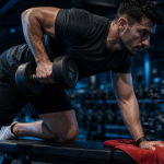 Rowing halteres à un bras pour muscler le dos en salle de sport