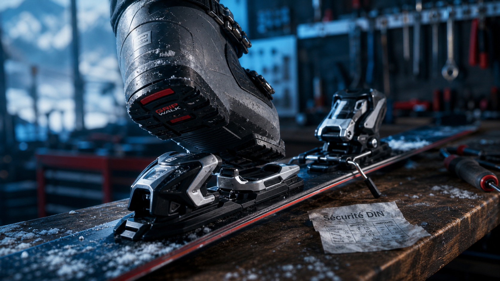 Ski fixation alpine : chaussure et réglage DIN