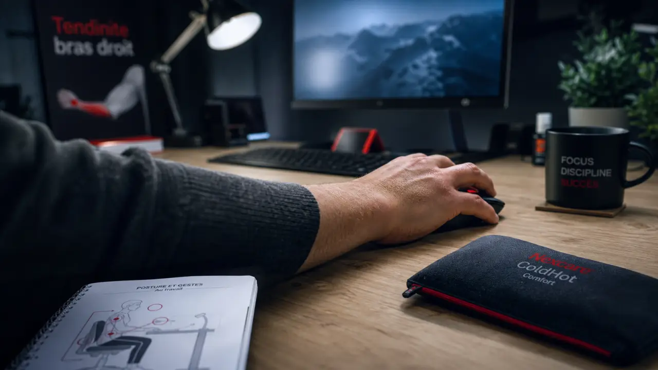 Tendinite bras droit : main et souris, douleur au bureau