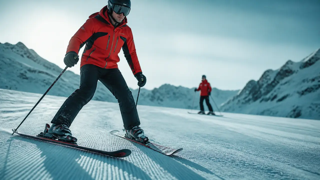 Débuter en ski adulte : chasse-neige sur piste verte