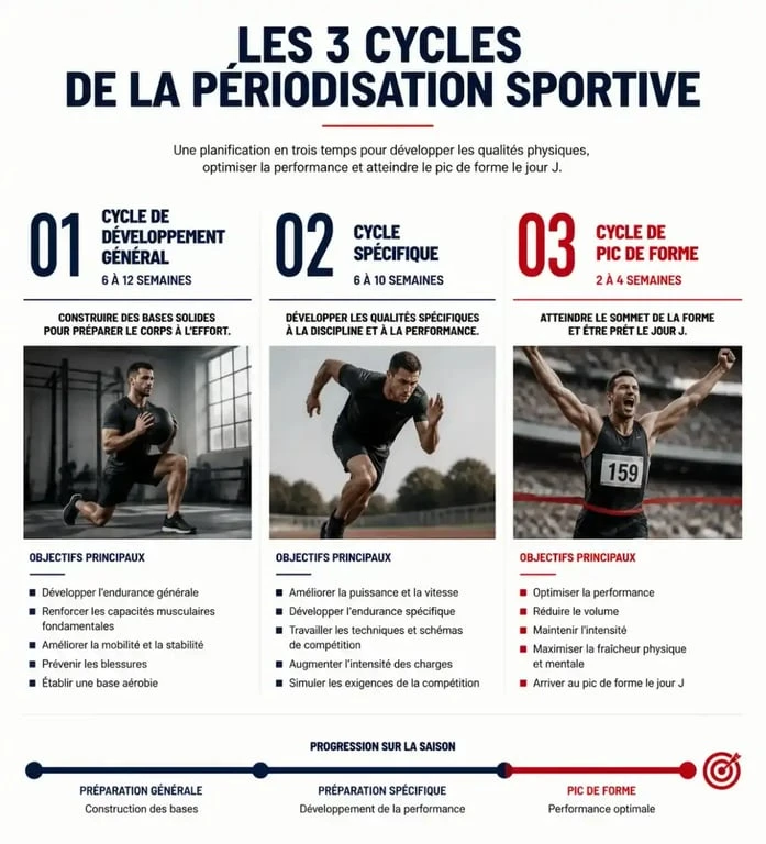 Infographie sur la périodisation de l'entraînement pour un coach préparation physique