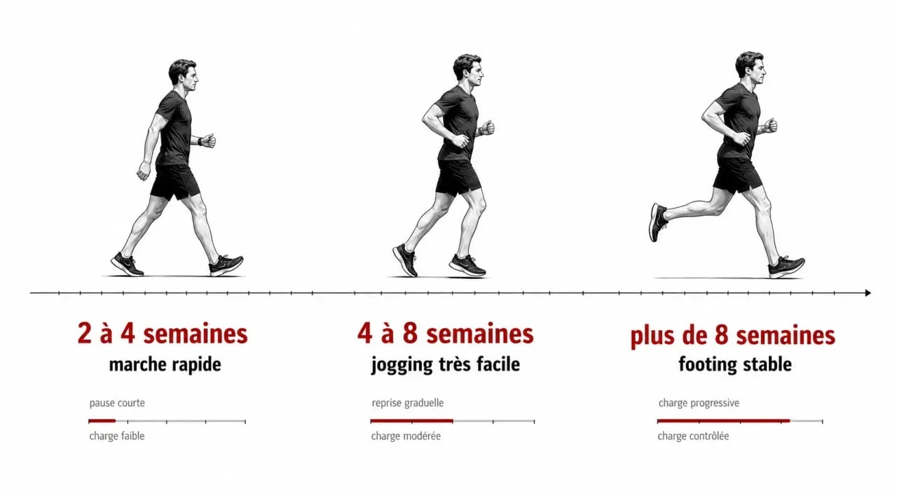 Programme reprise course à pied pdf illustré par une progression visuelle de la marche au footing