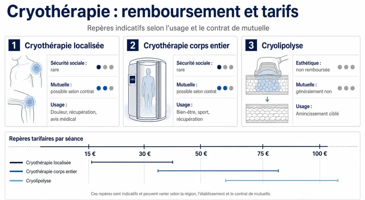 Cryothérapie remboursement mutuelle : comparaison des types de séances, des tarifs et des cas de prise en charge