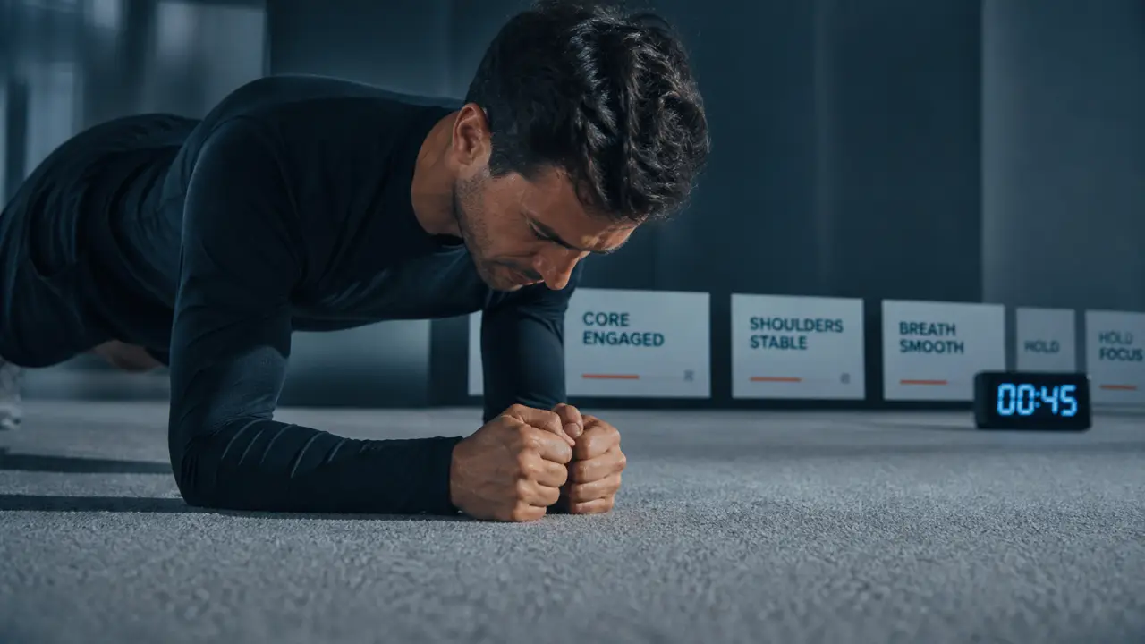 Faire du gainage tous les jours : 1 à 3 minutes sur tapis de sport
