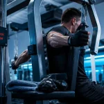 Pec deck reverse : machine et buste plaqué en salle de sport