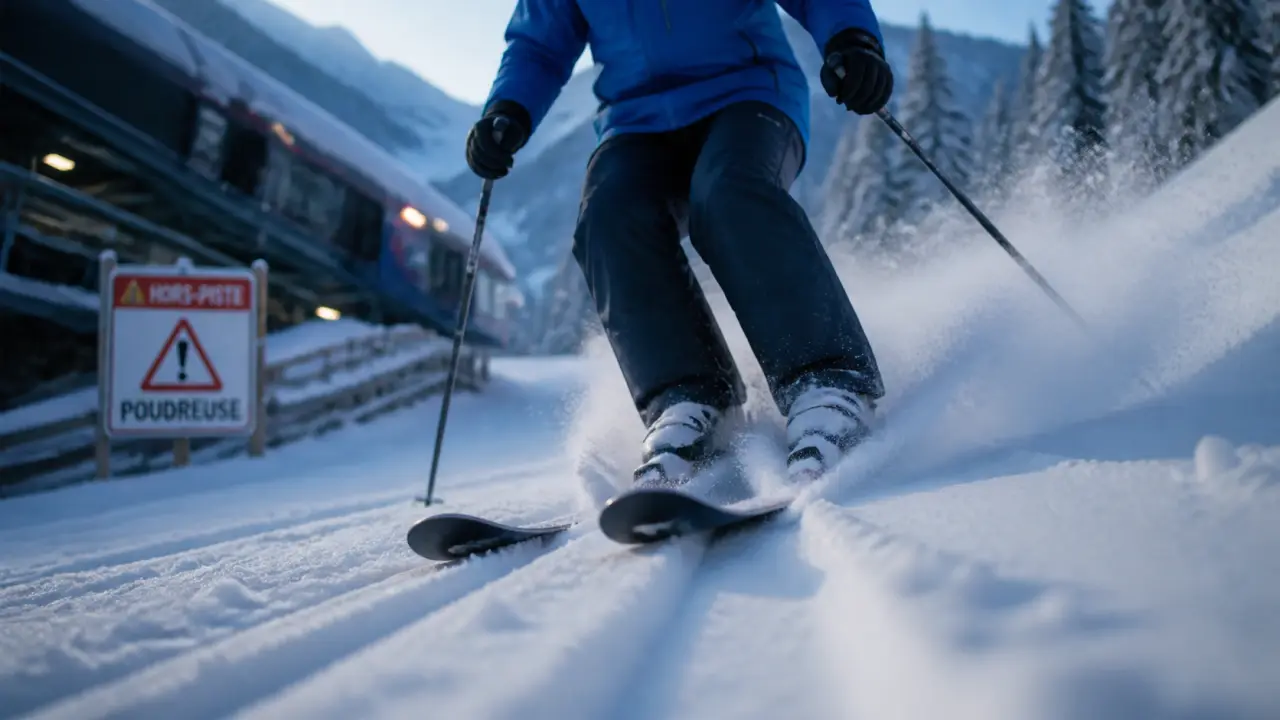 Skier en poudreuse : posture centrée, skis bien à plat, sans tomber en arrière