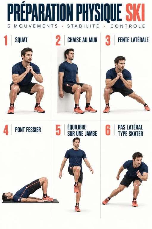 Préparation physique pour le ski : six exercices de renforcement, d’équilibre et de stabilité