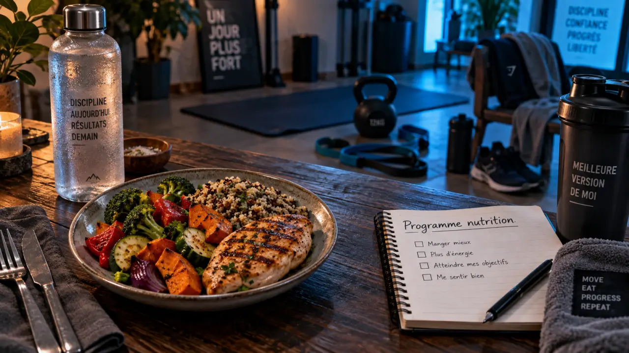 Programme nutrition et coach sportif personnalisé : repas équilibré et entraînement fitness
