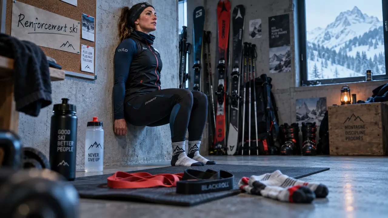Ski préparation physique : chaise mur, cuisses solides